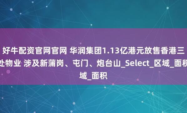 好牛配资官网官网 华润集团1.13亿港元放售香港三处物业 涉及新蒲岗、屯门、炮台山_Select_区域_面积