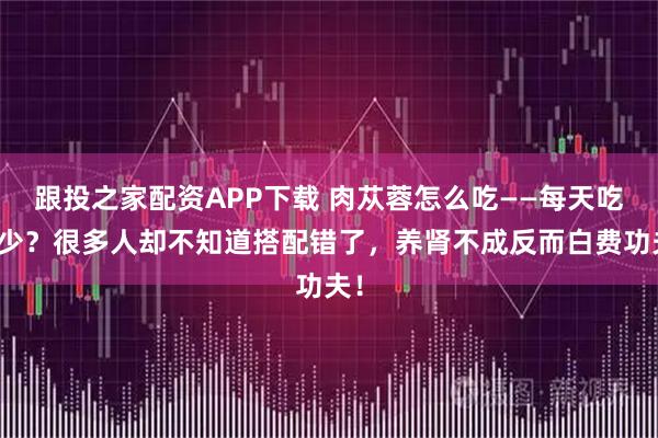 跟投之家配资APP下载 肉苁蓉怎么吃——每天吃多少？很多人却不知道搭配错了，养肾不成反而白费功夫！